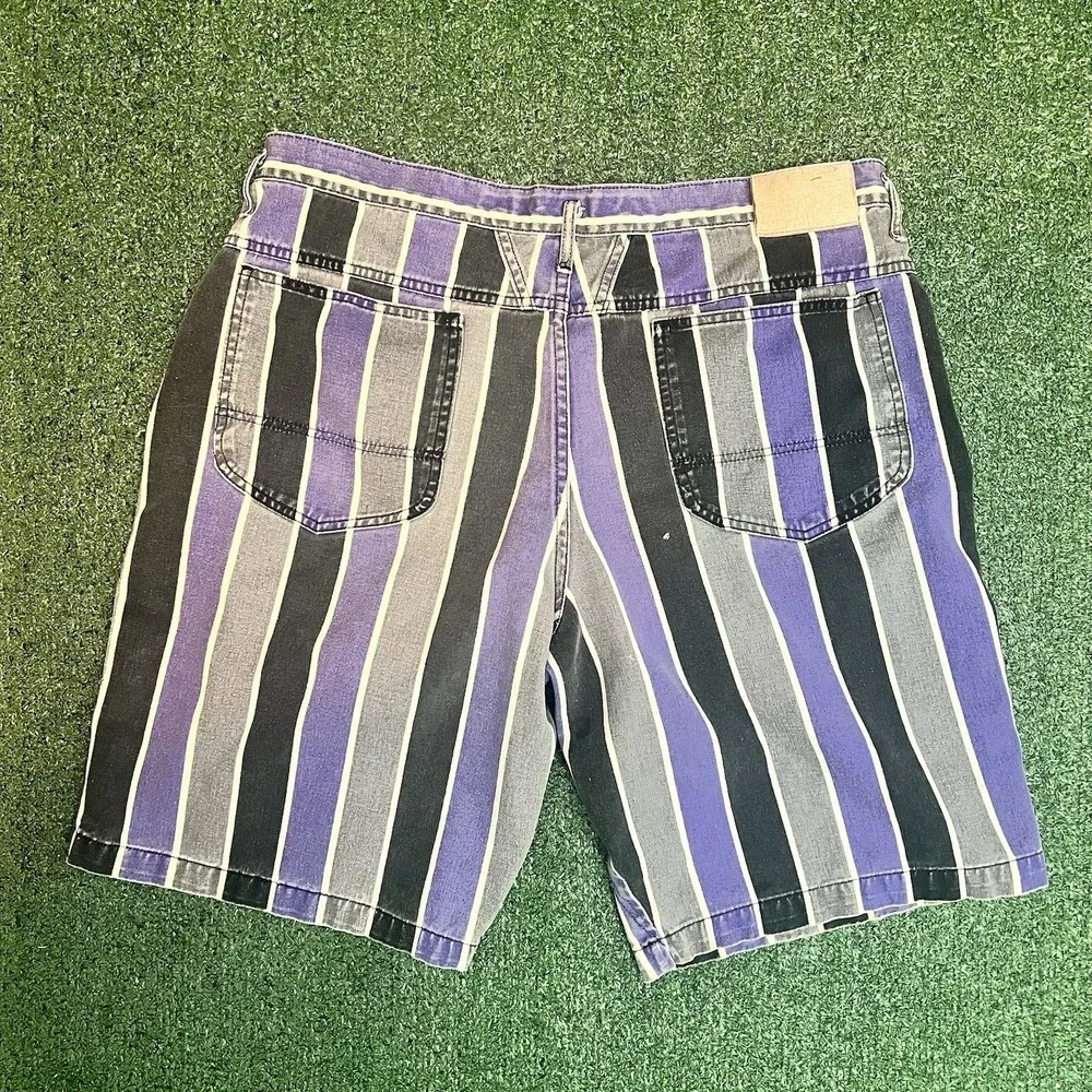 Vintage Marithe Francois Girbaud Striped Denim Shorts Blue Multi Colored Size 38